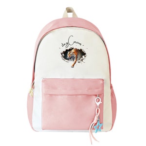 Sac pour ordinateur portable 14 pouces, sac à dos Tiger, sac à dos personnalisé pour la rentrée des classes, cartable pour étudiant, sac à dos pour étudiant, sac à dos pour étudiant, sac à dos Stay Curious