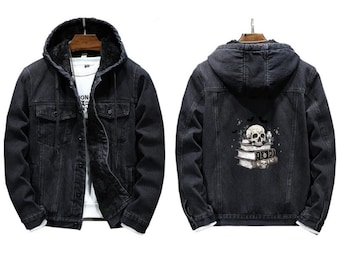 Chaqueta vaquera polar con calavera fantasma: chaqueta con capucha personalizada