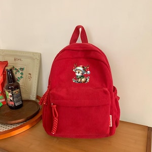 Sac à dos de Noël pour enfants, sac à dos renne, sac à dos pour fille, sac pour iPad 10 pouces, sac à dos personnalisé, sac à dos, sac à dos en velours côtelé