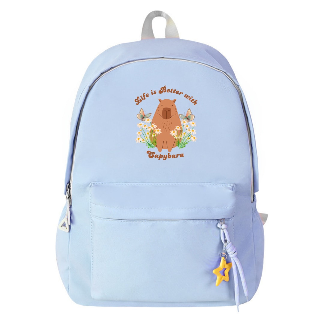 CXYYY School Backpack For Back To School Students,Cute Capybara Graphic Design Bookbags Large Capacity Lightweight School Bags Navy