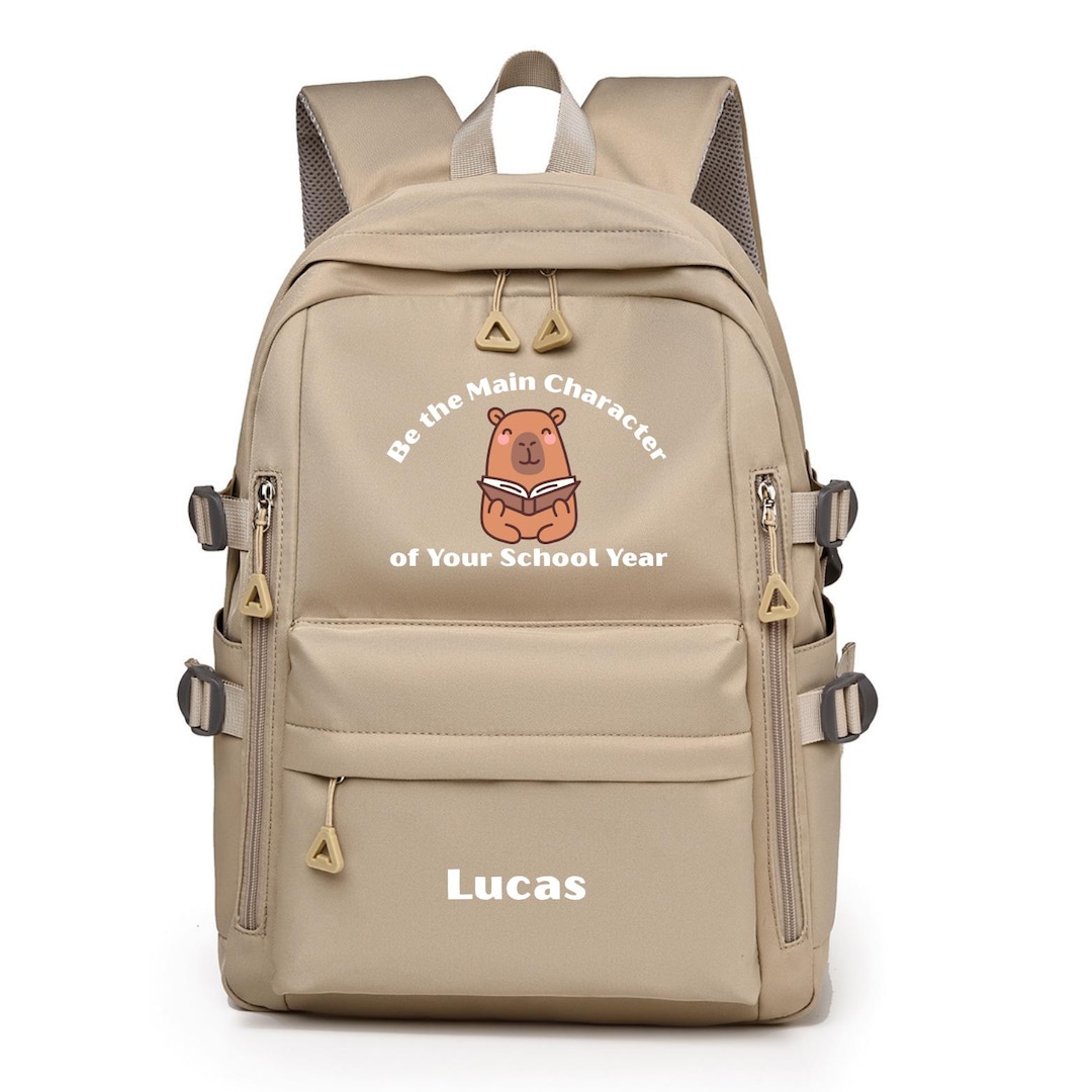 Capybara Backpack: Custom Name Laptop Bag for Students - Etsy