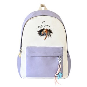 Sac à dos Tiger, Sac à dos personnalisé pour la rentrée des classes, Cartable d'étudiant, Sac à dos d'école, Sac à dos d'étudiant, Sac à dos Stay Curious