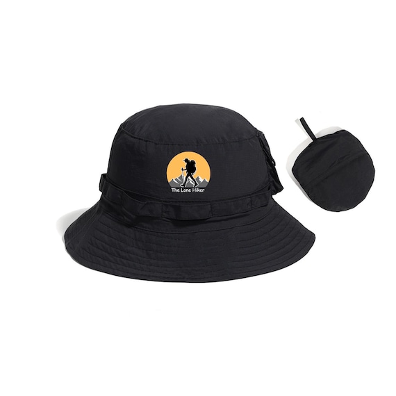 Chapeau Bob Personnalisé Avec Nom - Casquette Pêcheur Large Bord Noir - Chapeau Soleil Été Pour Homme, Femme Et Enfant