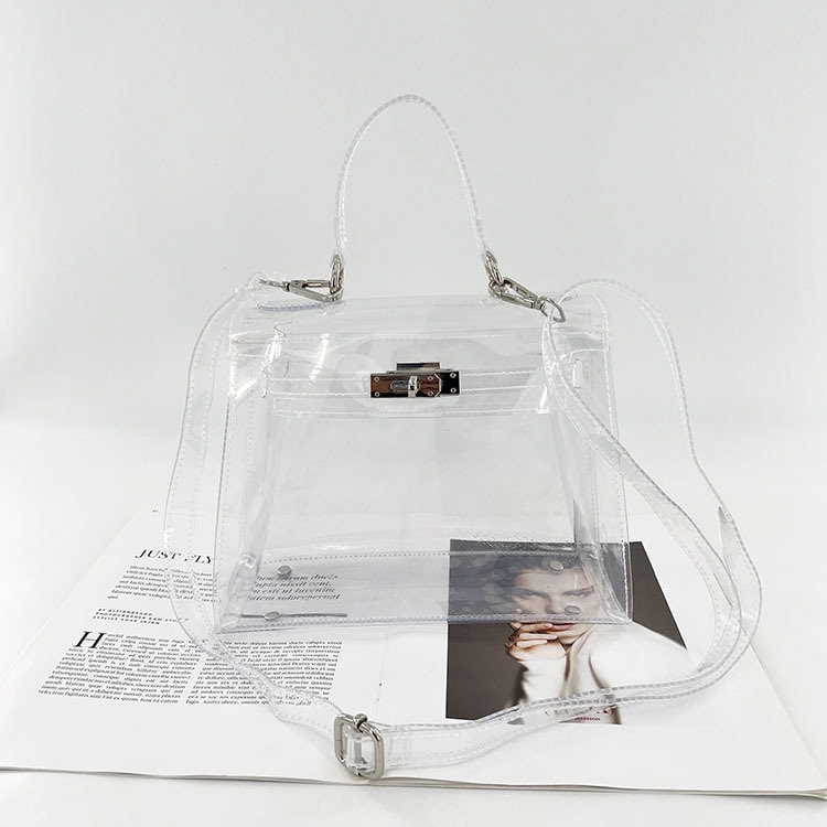 Clear Crossbody Bag With Coin Purse, Trendy Pvc Square Bag