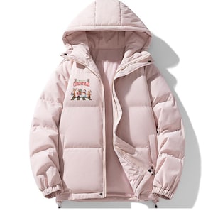 Womens Custom Winter Jacket, Christmas Reindeer Jacket, Mens Winter Jacket, Womens Coat, Customized Winter Jacket, Unisex Matching Jacket