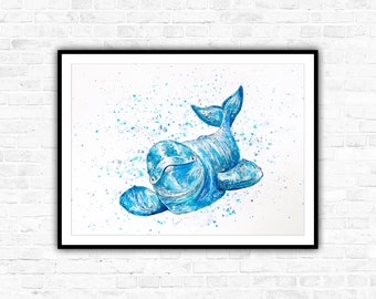 Beluga Whale Watercolor Painting Print: Signed Sea Animal Art
