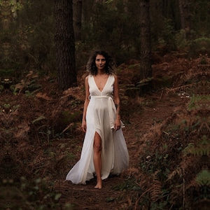 Bohemian Summer Dress • Organic Priestess Dress • White Wedding Goddess Dress • Simple Wedding Dress • White Goddess Dress • Sexy Boho Dress