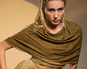 Hooded Fairy Blouse Warrior Goddess Top Desert Sand Boho Top Bohemian Hooded Blouse Earthy Boho Hooded Blouse Festival Crop Top with Shawl