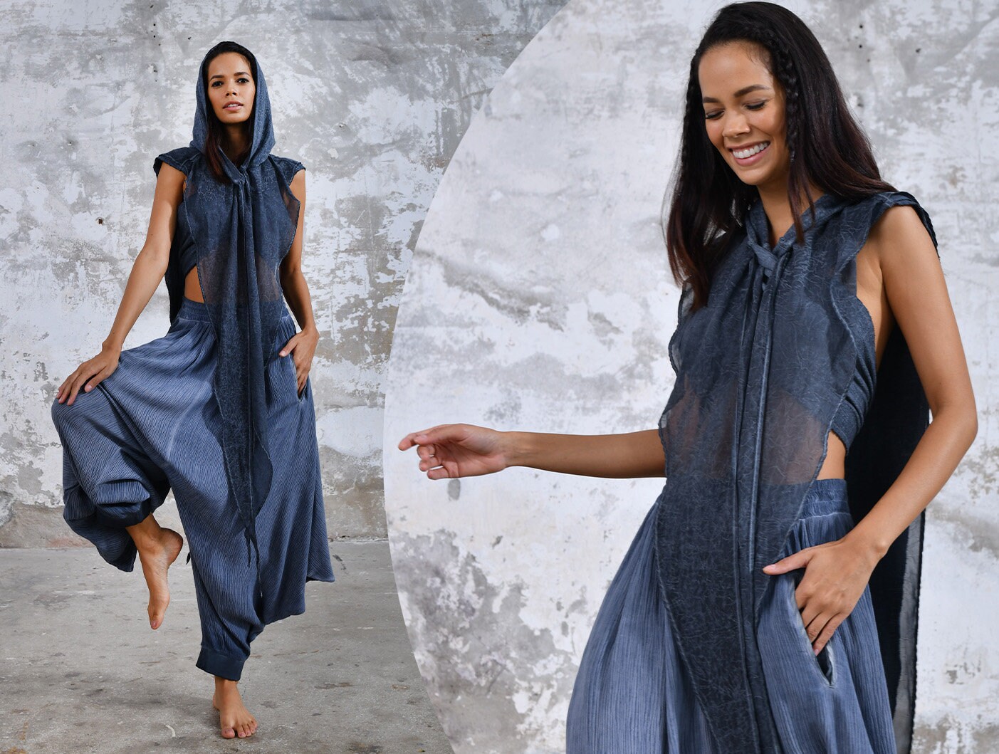 Shaman Ceremony Clothing Blue Unisex Shawl Hood Jedi Hood Goddess ...