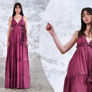 Red Bridal Wedding Boho Maxi Dress • Cherry Women Boho Dress •  Pink Goddess Dress • Boho Romantic Dress • Rose Bridal • Wedding Guest Dress