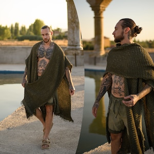 Boho Poncho Wrap Coat Nomad Clothes Festival Outfit Ceremony Cloak Kimono Robe Tribal Ibiza Boho Scarf Men Boho Man Clothing Women Cardigan