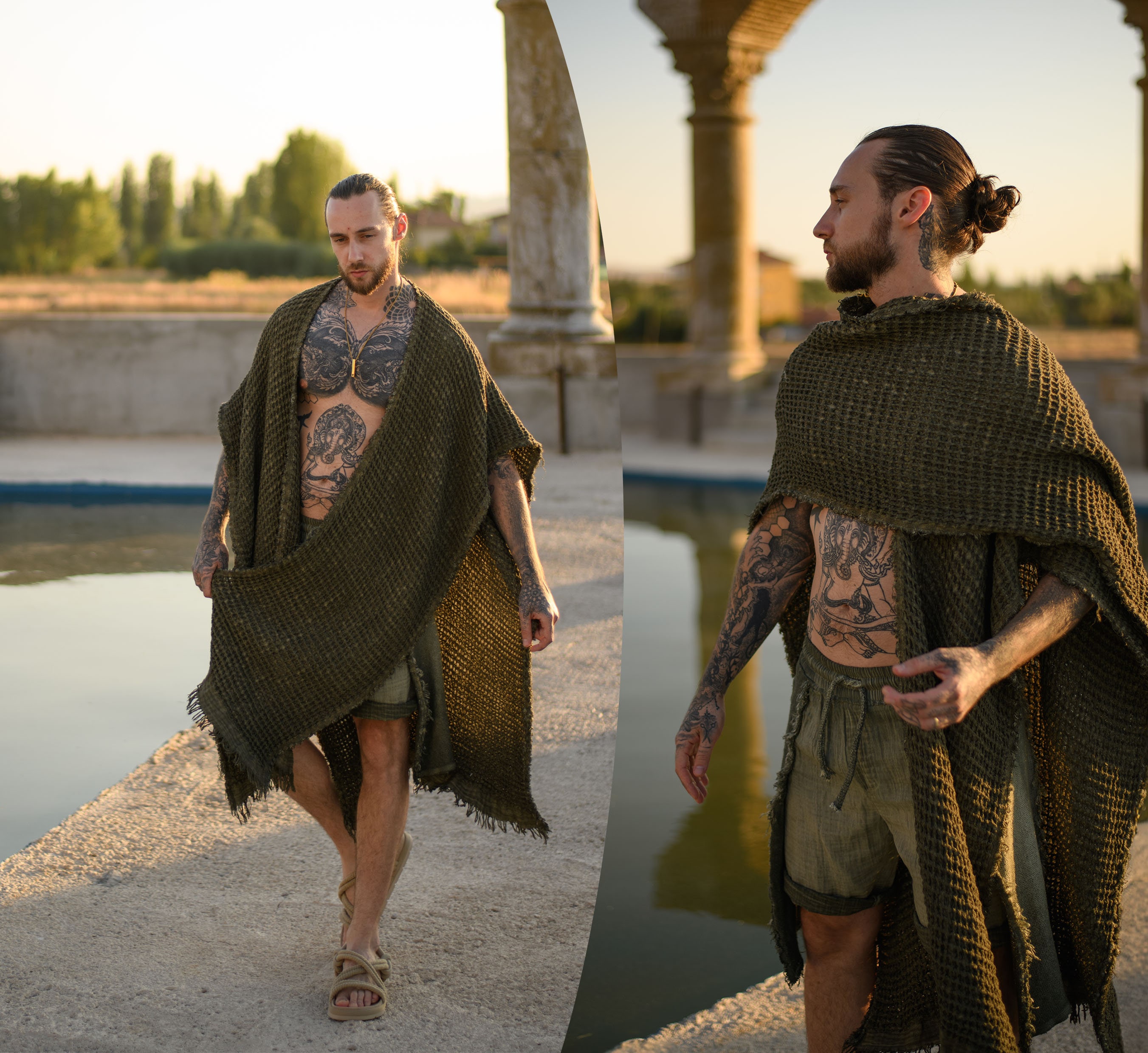 ボヘミアン ポンチョ ラップコート 遊牧民服 フェスティバル衣装