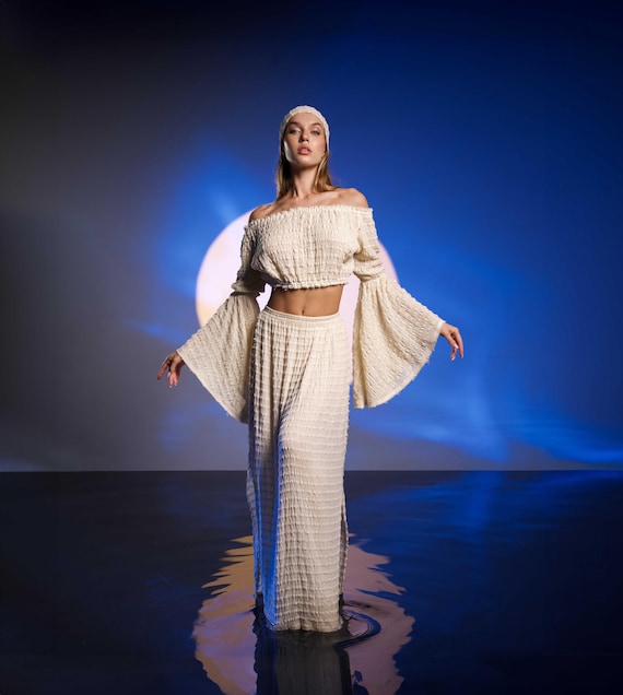 Handwoven Boho Maxi Skirt With Slits Side and Back Fairy Summer