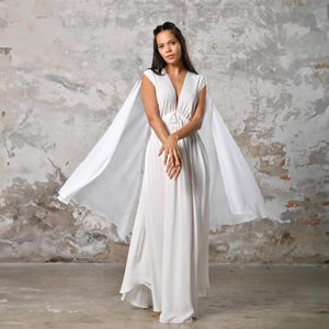 Boho White Wedding Dress Bohemian Fairy Dress White Cotton Dress Natural Summer Dress Maxi Boho Women&#39;s Dress Goddess Gown Bridesmaids White
