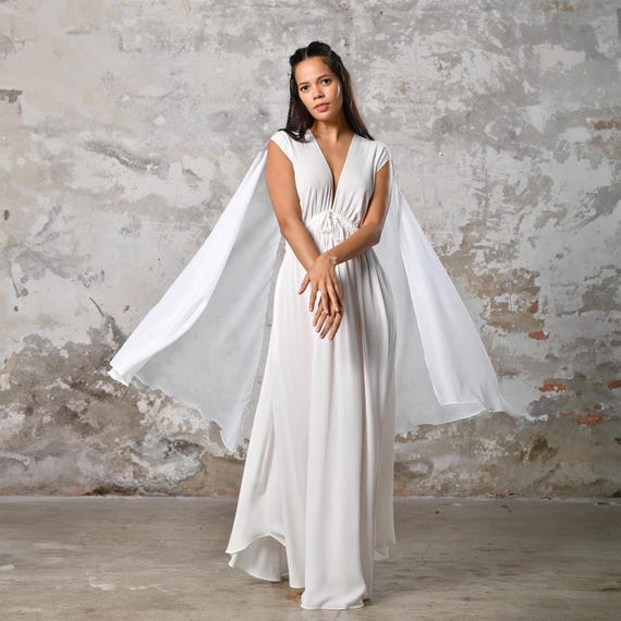 bohemian fairy dress Boho White Wedding Dress White Cotton Dress Natural Summer Dress Maxi Boho Women's Dress Goddess Gown Bridesmaids White Bridesmaid dresses