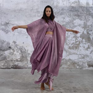 Silk Blend Hooded Kimono: Unisex Boho Shawl, Red Bohemian Robe