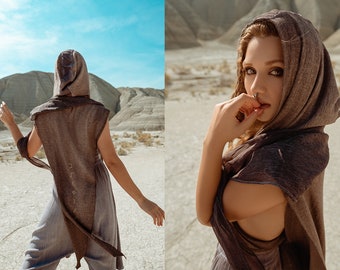Unisex Shawl Hood • Jedi Hood • Warrior • Shamanic Ceremony Clothing • Cosplay Hood • Tulum Ibiza Costume Festival Hood • Burner outfit