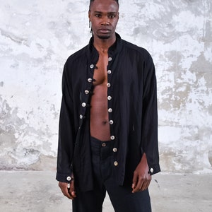 Black Men Linen Shirt Sexy Boho Man Formal Shirt - Etsy