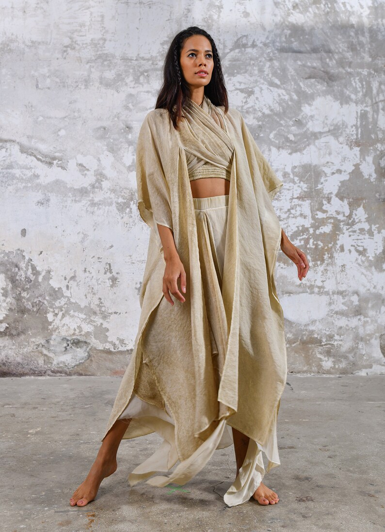 Boho Banno Linen Cape Set - Yellow