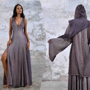 Two Piece Set • Matching Set • Goddess Dress • Unisex Shawl Hood • Ceremonial Dress • Boho Dress Women • Ceremony Set
