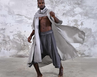 Kimono Light Gray Unisex Burning Man Robe Hooded Jedi Poncho Kimono Festival Boho Goddess Maxi Kimono Silk Oversize Shawl Top Hooded Kimono