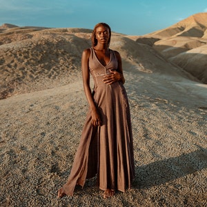 Sexy Goddess Dress, Rose Maxi Boho Dress, Prom Goddess Maxi Dress, Burning Man Dress, Dusty Pink Boho Dress, Wedding Guest Dress, Resort Women Clothing, Organic Cotton Dress, Sustainable Clothing, Sacred Clothing, Ceremony Dress, Greek Goddess Dress