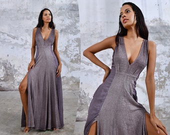 Greek Goddess Dusty Pink Boho Dress • Unique Goddess Dress • Rose Bridesmaid Dress • Organic Bohemian Dress • Long Prom Rose Maxi Dress