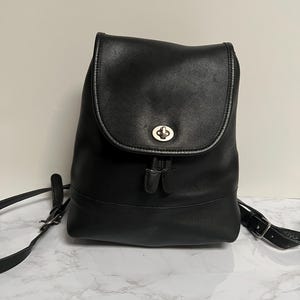 Vintage Coach All Leather Black Daypack #9791 Large With  display picture 3