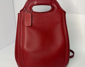 Vintage Coach Daypack 9960 Red Leather Small Backpack Bag Made in