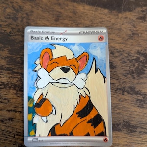 Carte monstre de poche, peinture de monstre chien grognement rayé