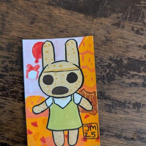 Mini carte de visite en forme de lapin de jeu vidéo coco à peindre