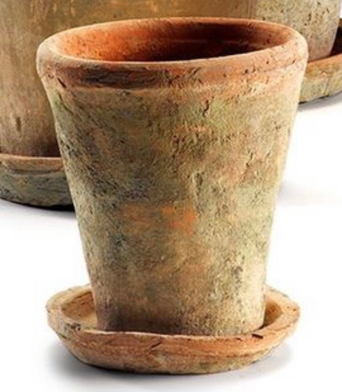 Rustic Terra Cotta Pot and Saucer Aged Terra Cotta Pot Etsy
