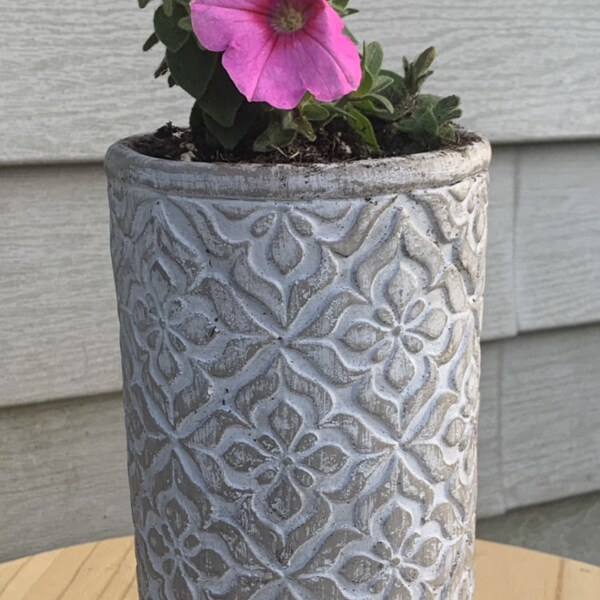 Curated visual reference: Textured Concrete Vase For Peonies Reference: Concrete Planter Vase