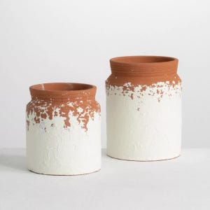 Ceramic Pottery Vase, Decorative White Terracotta Pot, Shelf Styling Floral Container Fall Vase for Flowers, Floral Arranging Supplies