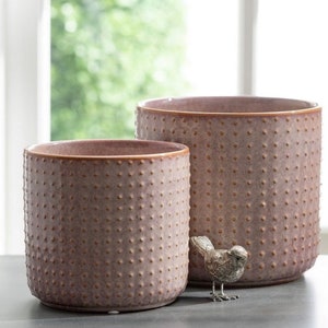 Set | 6 - 1/2&quot; and  5 - 1/2&quot; Ceramic Planter | Earth Tones Textured Plant Pot Set | Glazed Ceramic Planter | Floral Supply | Plant Gift