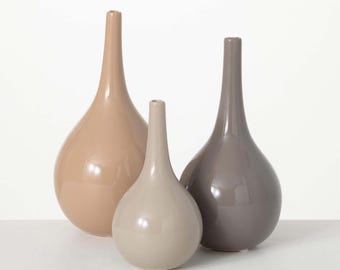 Modern Ceramic Vase Set, Neutral Glazed Ceramic Vases Decor, Coffee Table Shelf Decor Objects, Shelf Styling, Vase Gift