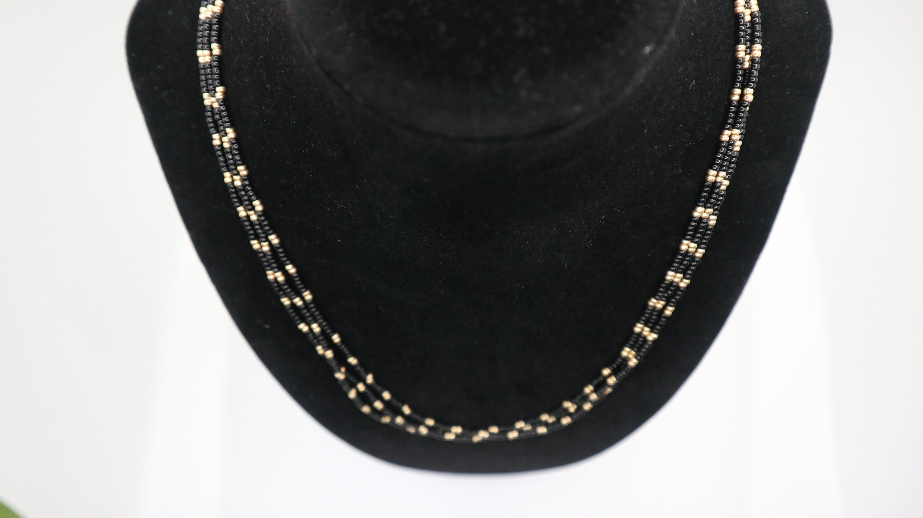 Black and gold bead necklace Etsy
