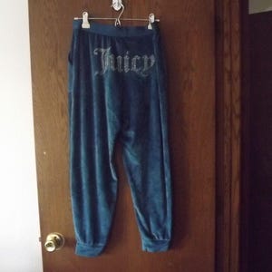 Pantalones deportivos de terciopelo Juicy Couture OG Bling de Urban Outfitters, talla mediana, azul Y2K imagen 3