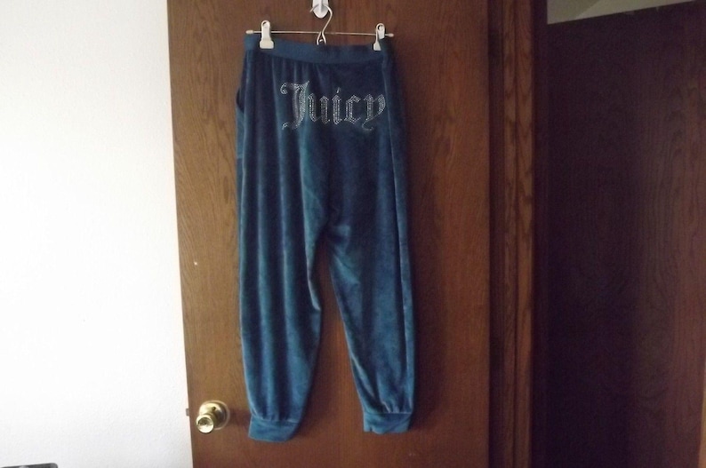 Pantalones deportivos de terciopelo Juicy Couture OG Bling de Urban Outfitters, talla mediana, azul Y2K imagen 3