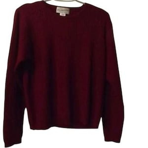Pendleton Sweater Size Large Burgundy 100% Merino Wool Ribbed Crewneck
