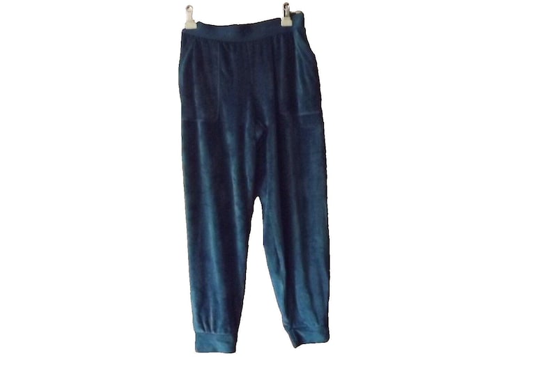 Pantalones deportivos de terciopelo Juicy Couture OG Bling de Urban Outfitters, talla mediana, azul Y2K imagen 2