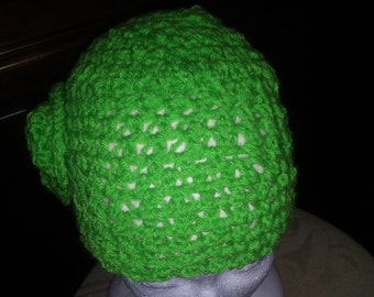 Green crochet beanie