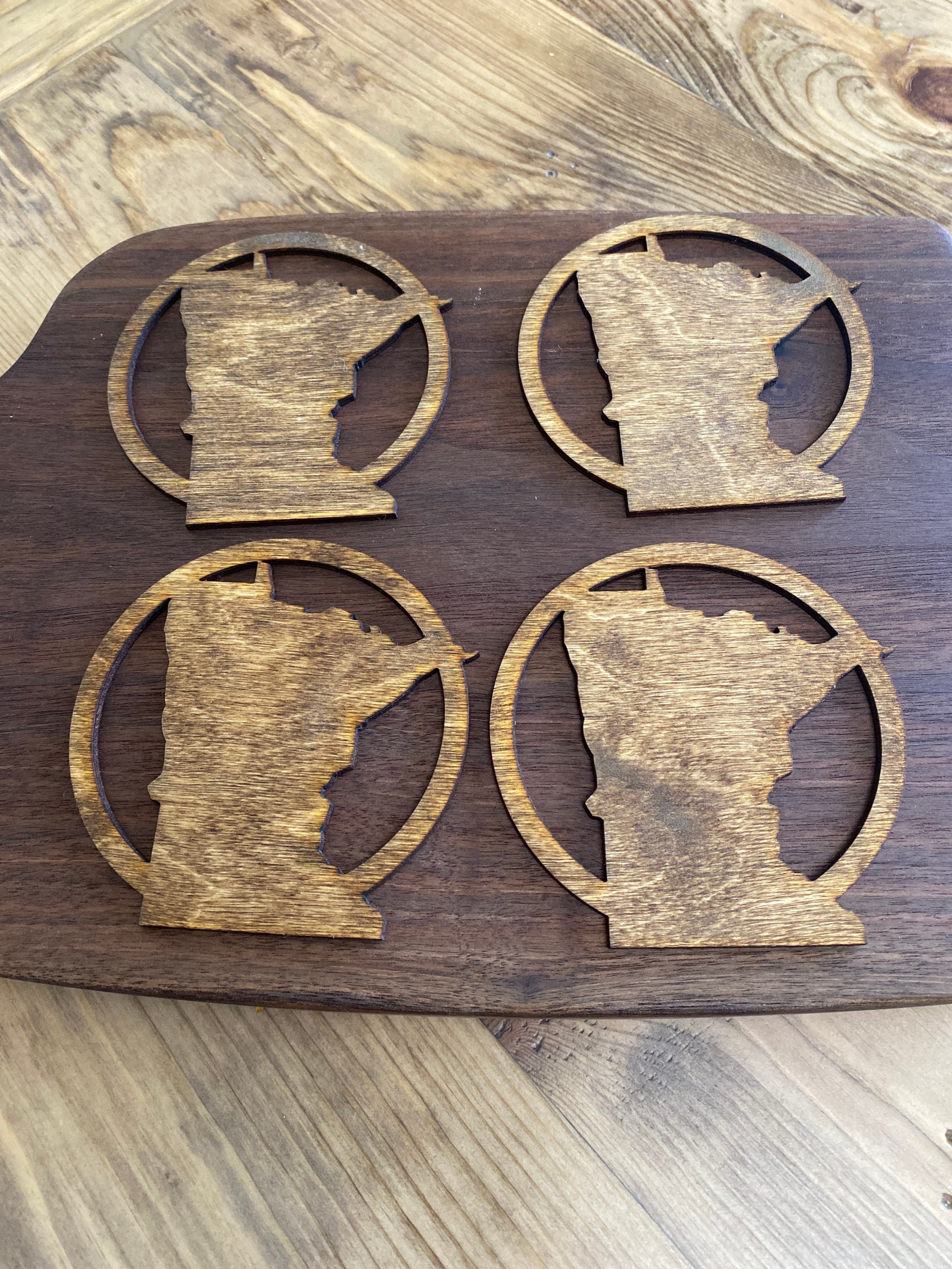 Minnesota Wood Coasters Set of 4 Etsy