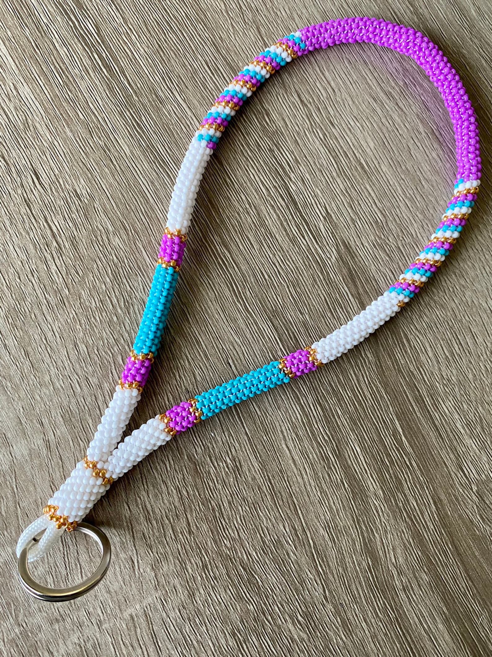 Custom Peyote Stitch Beaded Wristlet Lanyard Keychain Etsy