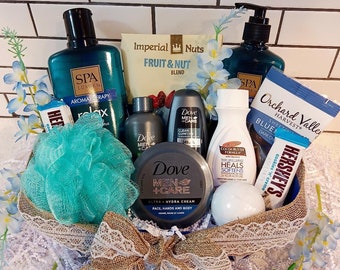 Dove Men's Any Occasion Boyfriend Husband Bath & Body Works Bourbon Face Hand Cream Spa Mix Fruit Nuts Chocolate Gift Basket For Him Hamper