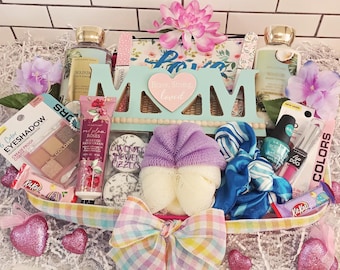 Muttertag Mama Frauen Geschenkkorb Bad & Body Works Champagner Toast Duft Spa Lidschatten Lippenstift Schal Kosmetiktasche Fizzers Chocolate