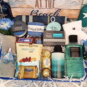 Herren Geschenkkorb Papa Ehemann Freund Bad Körper funktioniert Süßwasser Gesicht Body Wash Deodorant Spa Hilfiger Socken Nüsse Ferrero Rocher Schokolade