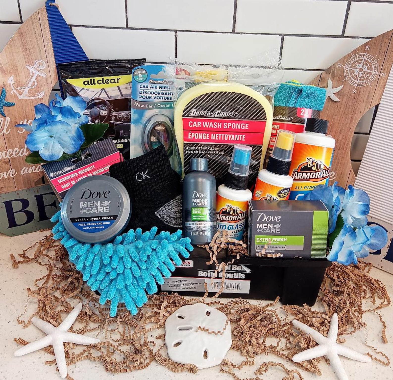 Valentine's Day Men's Dad Boyfriend Dove Bath Body Spa Tool Box Car ...