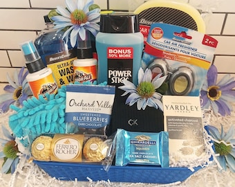 Men's Gift Basket: Car Wash, Bath & Body, Chocolate Hamper