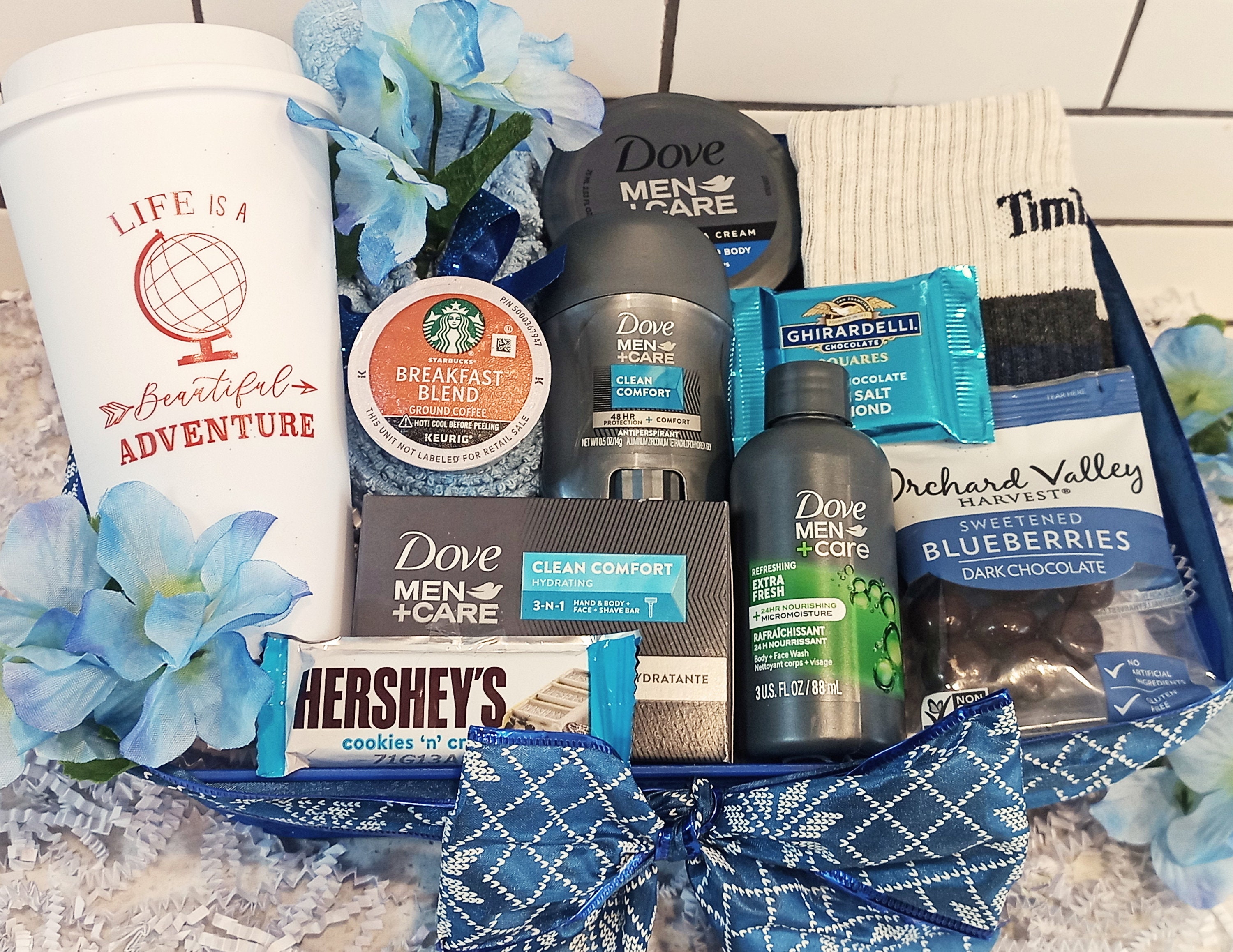 Gift Basket for Him Hamper Birthday Father's Day Men's Dove Bath Body ...